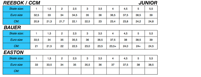 storleksguide skridskor sticksonline se hockeyklubbor bauer junior skate size chart
